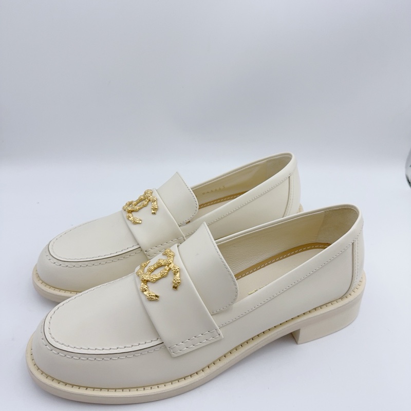 99新/香奈兒/37.5碼/新款米白金扣雙C樂福鞋/-1