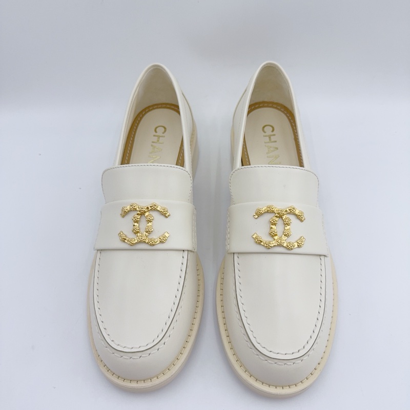 99新/香奈兒/37.5碼/新款米白金扣雙C樂福鞋/-2