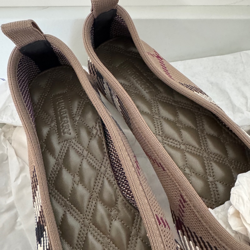 Burberry博柏利 Baby 格紋針織圓頭套腳 芭蕾舞鞋 休閒單鞋 女款 綠色-3