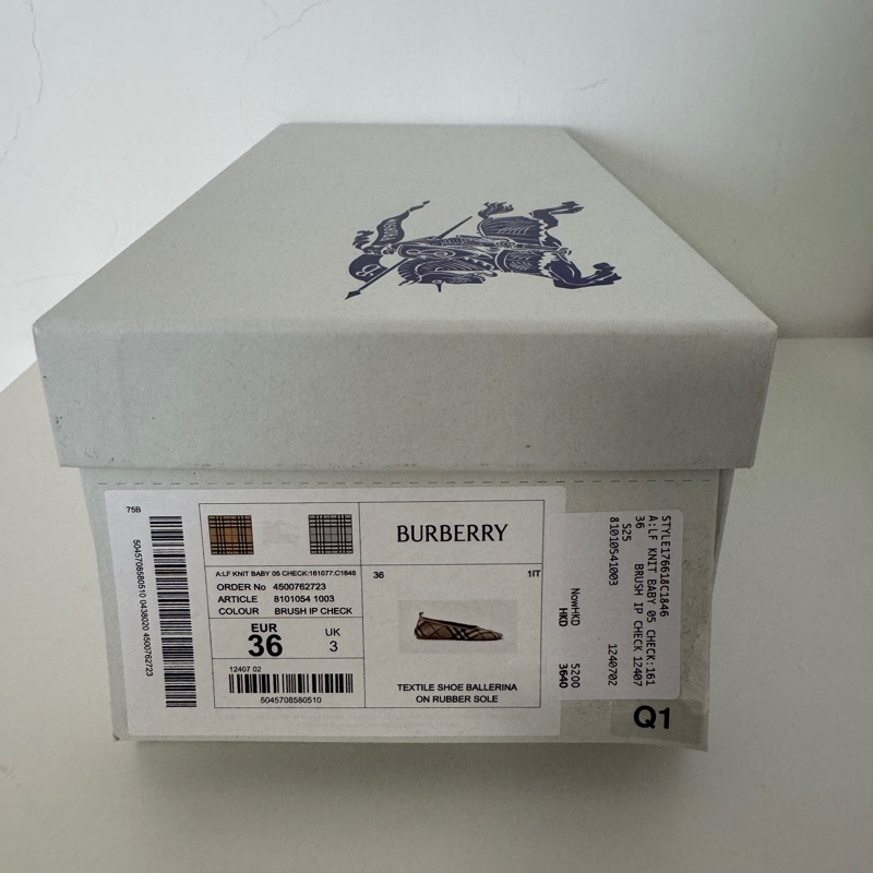 Burberry博柏利 Baby 格紋針織圓頭套腳 芭蕾舞鞋 休閒單鞋 女款 綠色-5