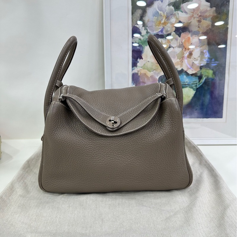 Hermes愛馬仕 Lindy30 大象灰銀扣 TC皮 框O刻-0