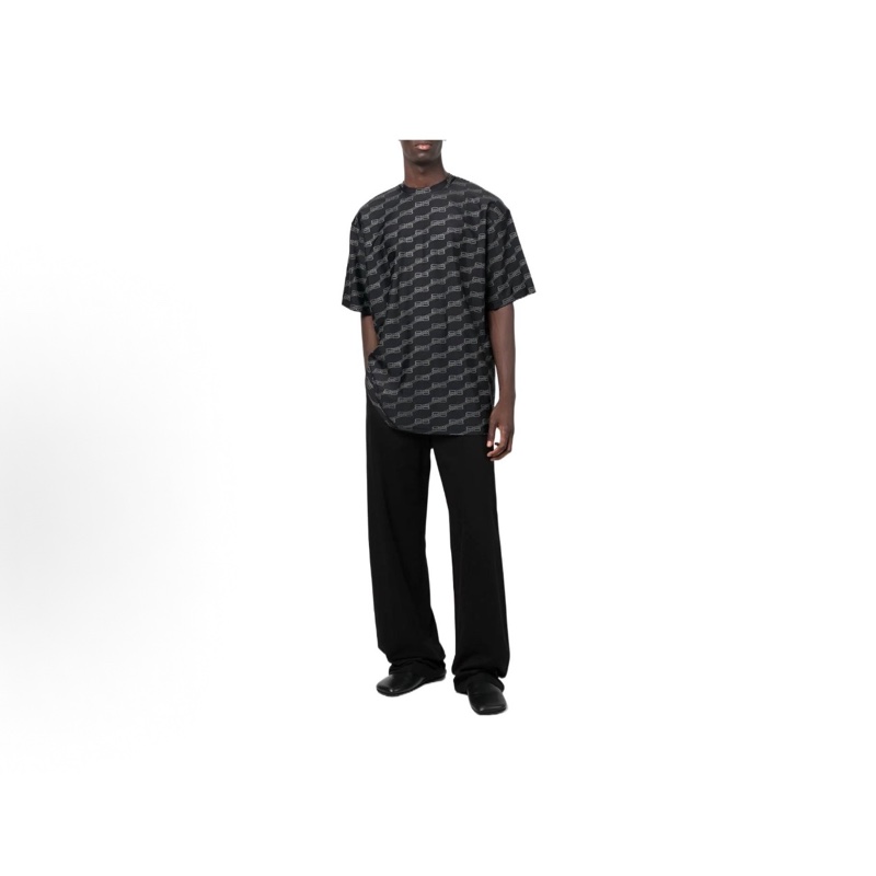 Balenciaga巴黎世家 SS23 圖案滿印套頭短袖 T恤 寬松版型 男款 黑色-1