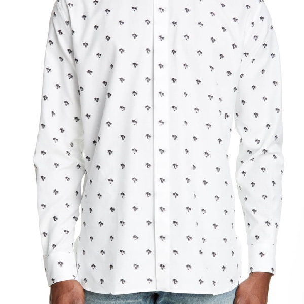 SAINT LAURENT圣罗兰 印花翻领单排扣长袖 衬衫 男款-3