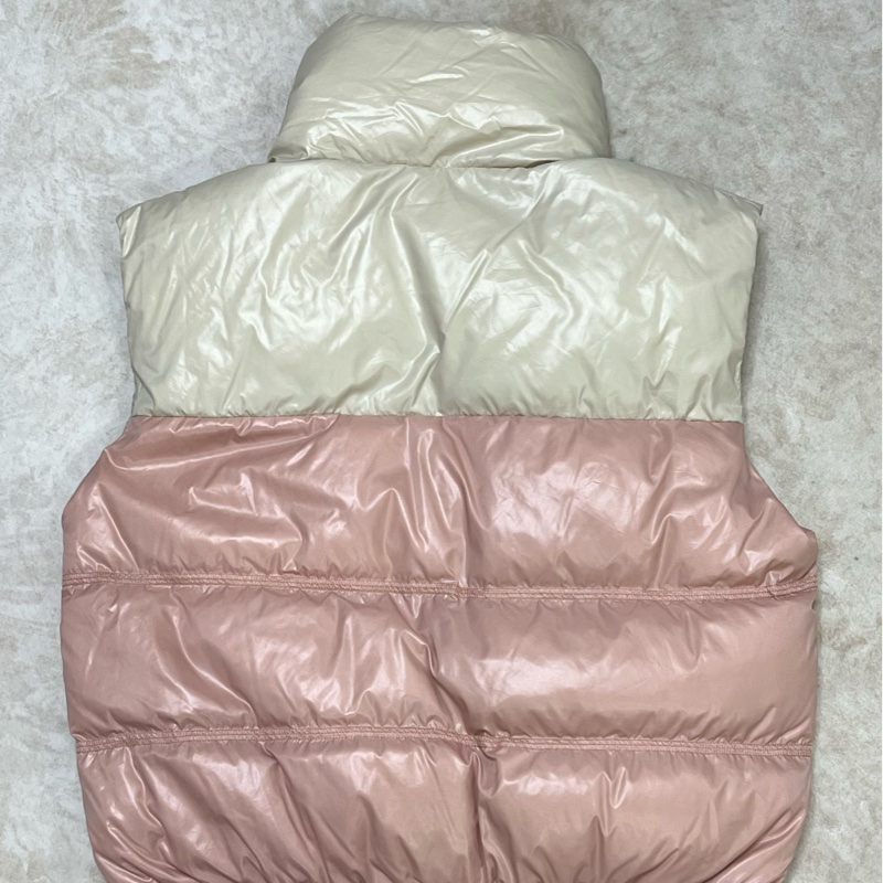 Moncler 粉色拼就杏色羽絨背心外套-12