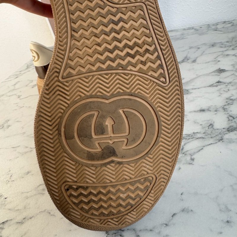 ✨送男生的精品 Gucci 焦糖色緹花休閒男鞋-4