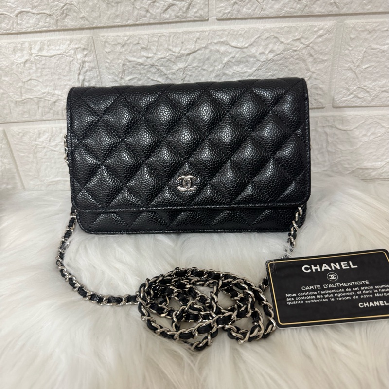 經典香奈兒銀荔枝牛皮woc-0