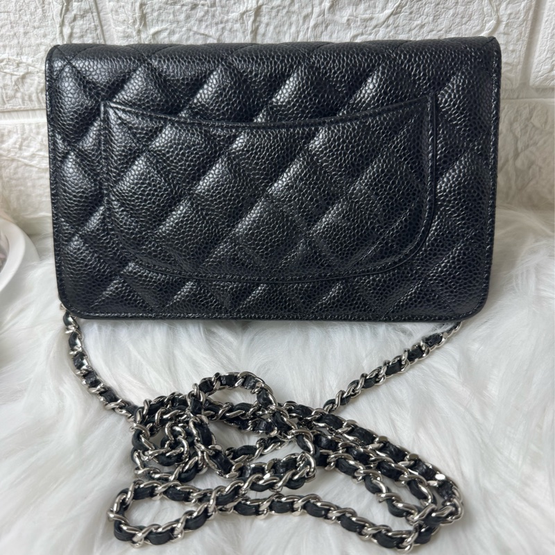 經典香奈兒銀荔枝牛皮woc-4