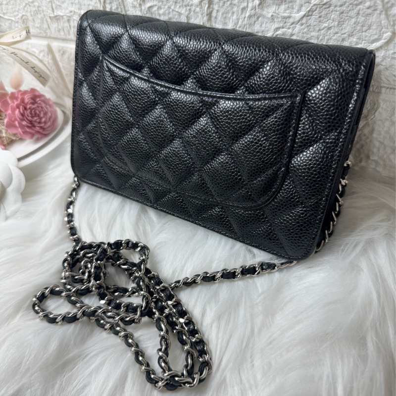 經典香奈兒銀荔枝牛皮woc-6