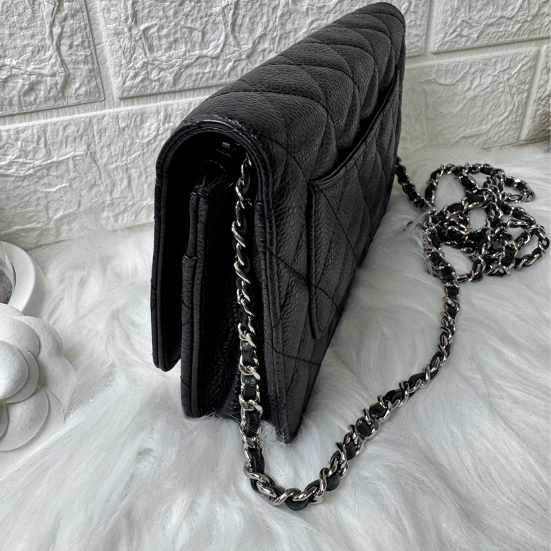 經典香奈兒銀荔枝牛皮woc-7