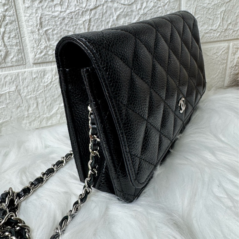 經典香奈兒銀荔枝牛皮woc-8