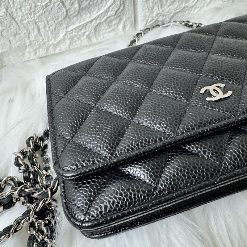 經典香奈兒銀荔枝牛皮woc-11