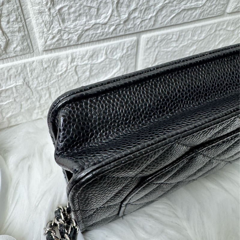 經典香奈兒銀荔枝牛皮woc-14