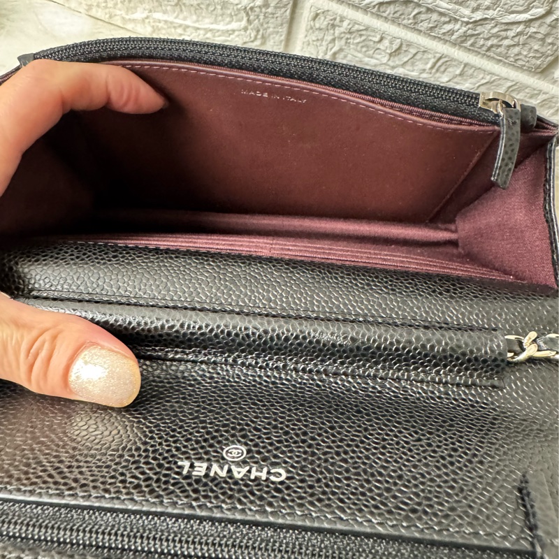 經典香奈兒銀荔枝牛皮woc-21