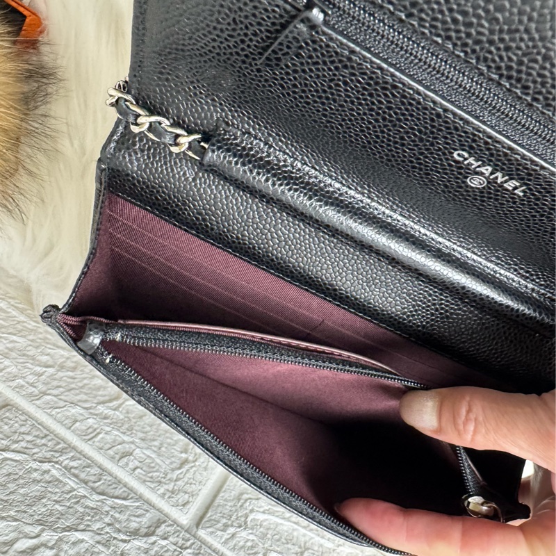 經典香奈兒銀荔枝牛皮woc-23