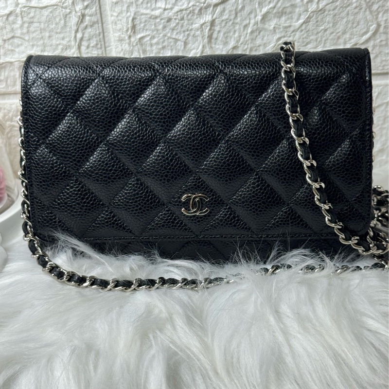 經典香奈兒銀荔枝牛皮woc-25