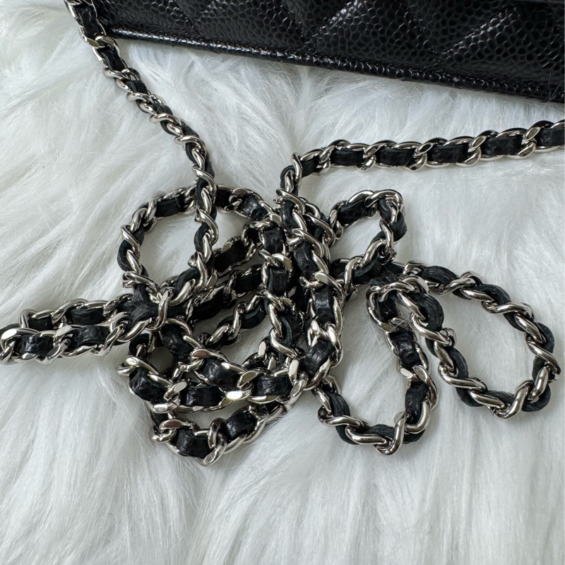 經典香奈兒銀荔枝牛皮woc-26