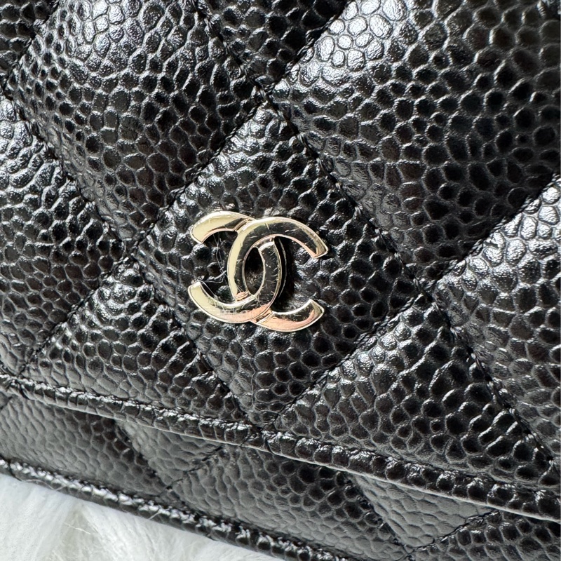 經典香奈兒銀荔枝牛皮woc-31