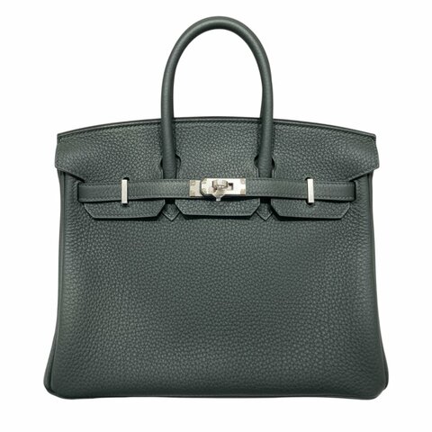 HERMES 愛馬仕 BIRKIN 25 K刻 皮革 手提包 絲柏綠 銀釦