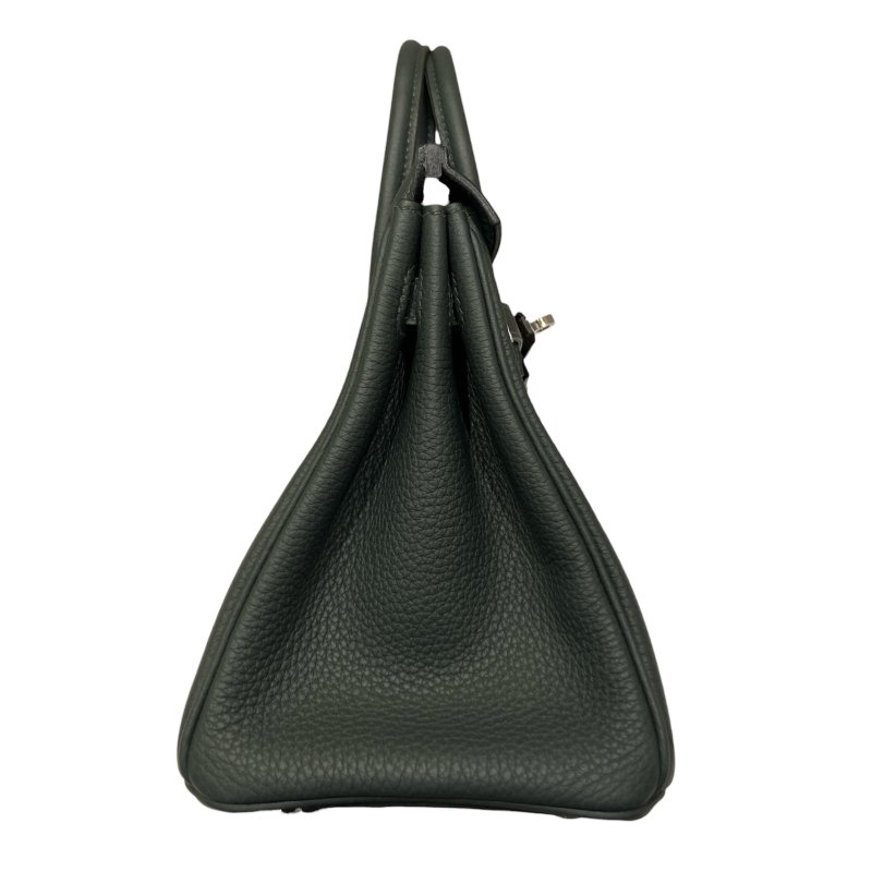 HERMES 愛馬仕 BIRKIN 25 K刻 皮革 手提包 絲柏綠 銀釦-2