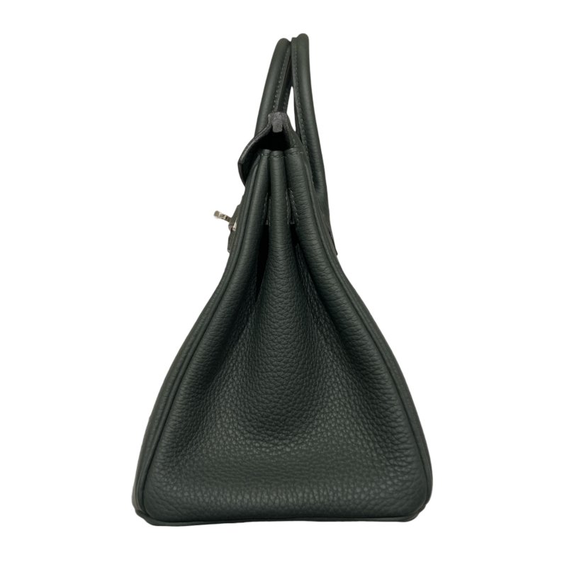 HERMES 愛馬仕 BIRKIN 25 K刻 皮革 手提包 絲柏綠 銀釦-3