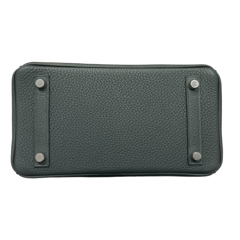 HERMES 愛馬仕 BIRKIN 25 K刻 皮革 手提包 絲柏綠 銀釦-4