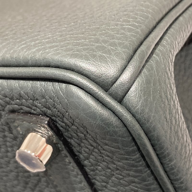 HERMES 愛馬仕 BIRKIN 25 K刻 皮革 手提包 絲柏綠 銀釦-6