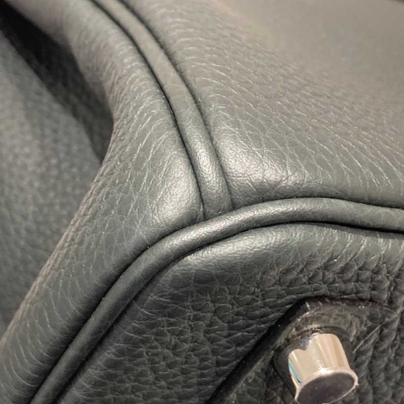 HERMES 愛馬仕 BIRKIN 25 K刻 皮革 手提包 絲柏綠 銀釦-7