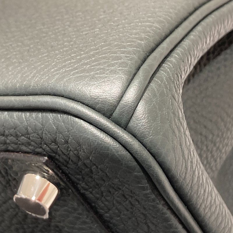 HERMES 愛馬仕 BIRKIN 25 K刻 皮革 手提包 絲柏綠 銀釦-8