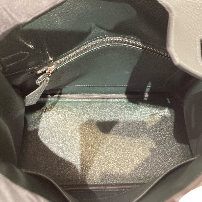 HERMES 愛馬仕 BIRKIN 25 K刻 皮革 手提包 絲柏綠 銀釦-10