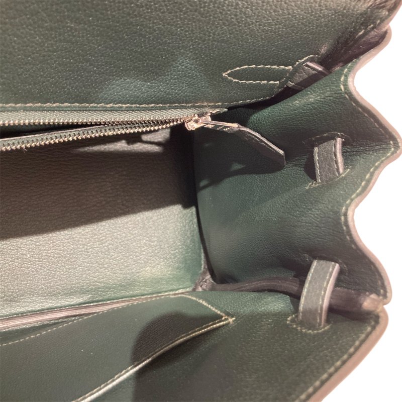 HERMES 愛馬仕 BIRKIN 25 K刻 皮革 手提包 絲柏綠 銀釦-11
