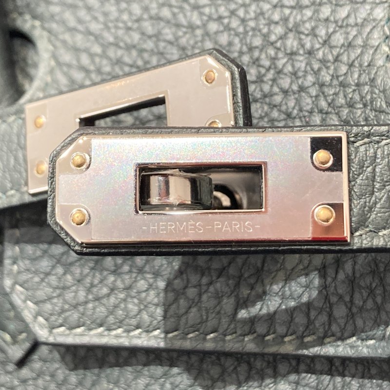 HERMES 愛馬仕 BIRKIN 25 K刻 皮革 手提包 絲柏綠 銀釦-13