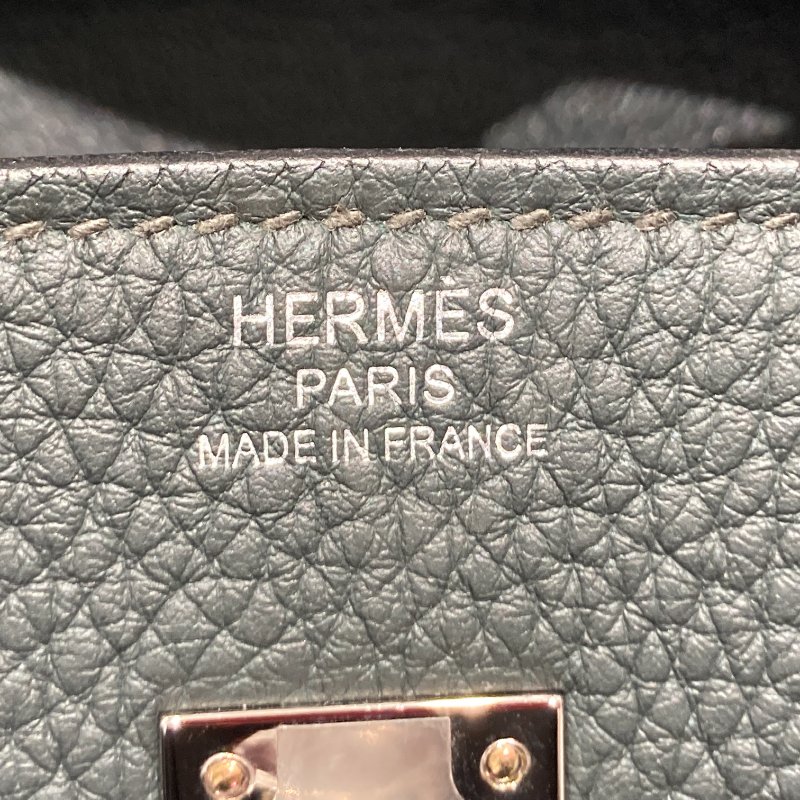 HERMES 愛馬仕 BIRKIN 25 K刻 皮革 手提包 絲柏綠 銀釦-16