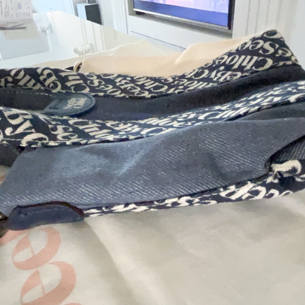 Chloé 棉質手提包扁平皮革肩帶-10