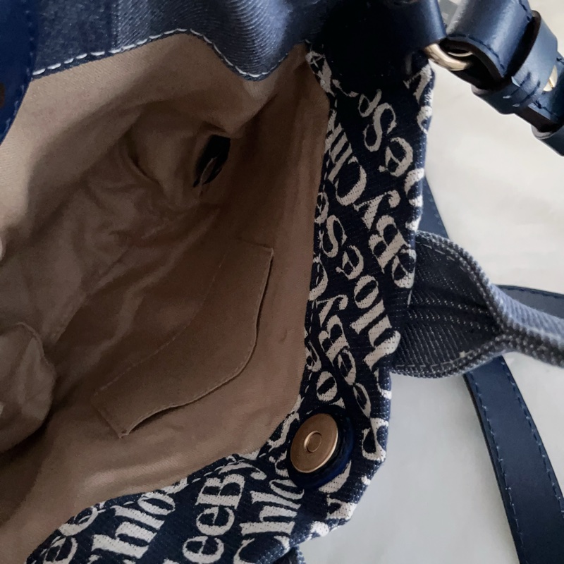 Chloé 棉質手提包扁平皮革肩帶-12