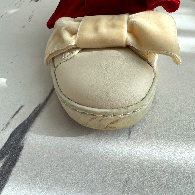 ✨超可愛 Gucci 紅米白深藍蝴蝶結白鞋-6