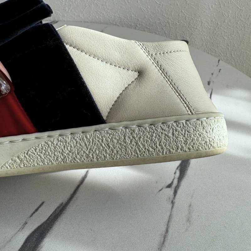 ✨超可愛 Gucci 紅米白深藍蝴蝶結白鞋-8