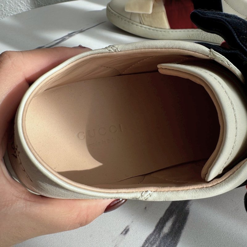 ✨超可愛 Gucci 紅米白深藍蝴蝶結白鞋-13