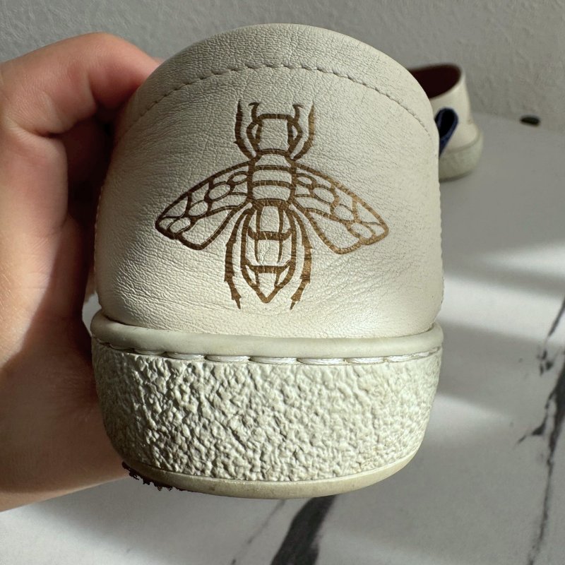 ✨超可愛 Gucci 紅米白深藍蝴蝶結白鞋-15