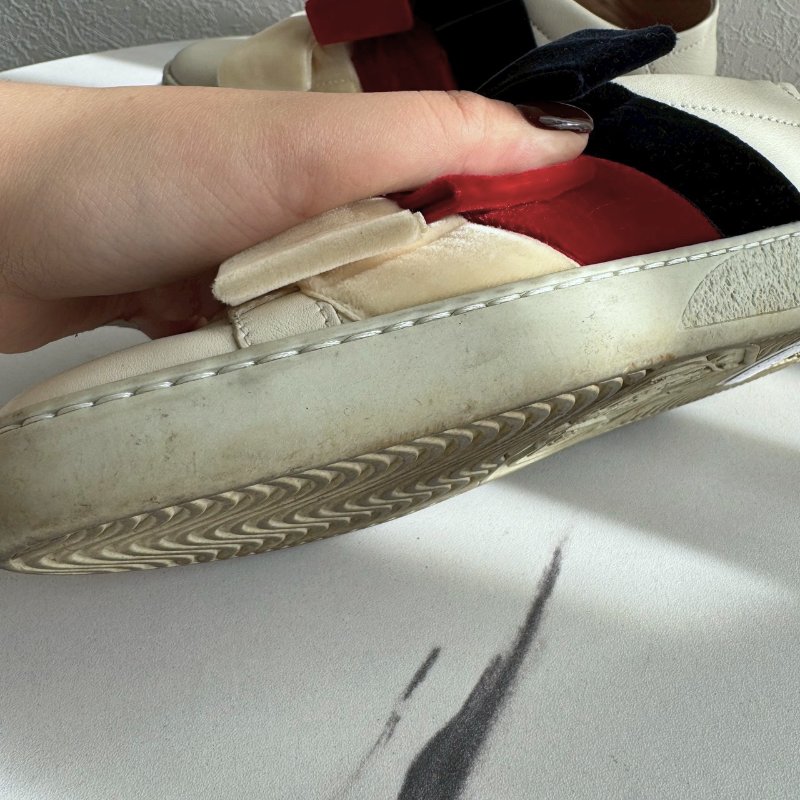 ✨超可愛 Gucci 紅米白深藍蝴蝶結白鞋-16