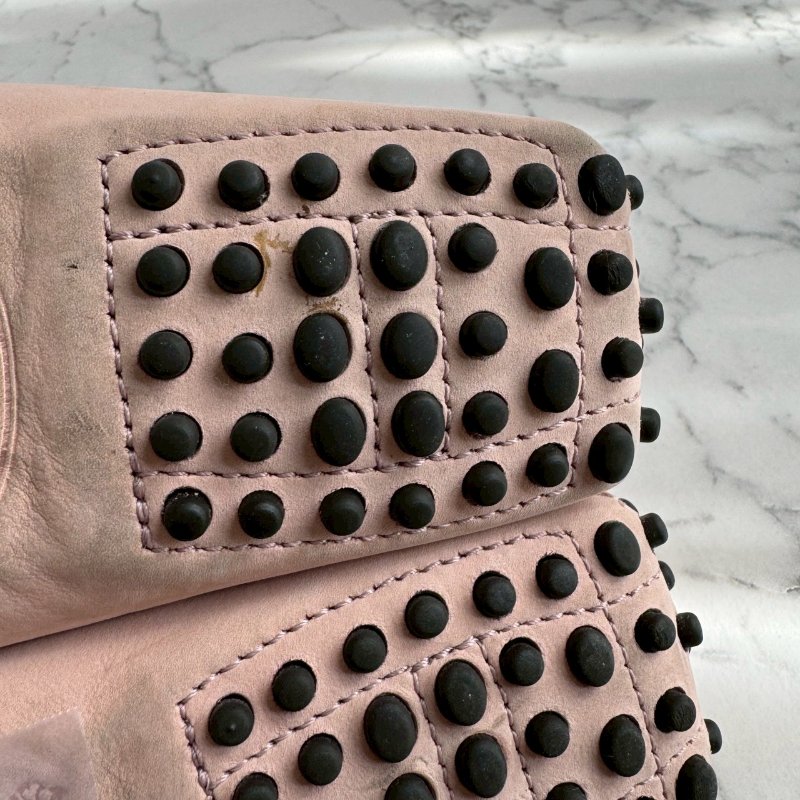 🎉上班必買 TODS粉色方塊蝴蝶結豆豆鞋 平底鞋-7