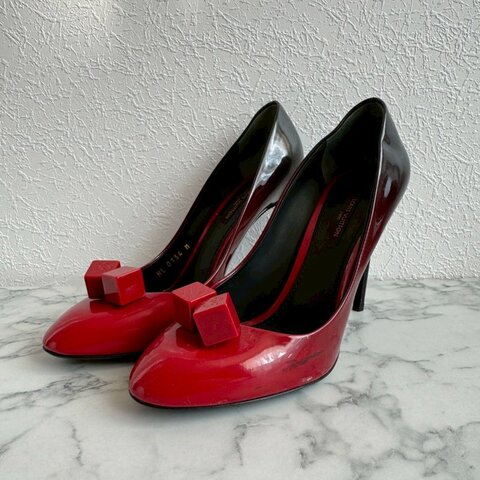 ‼️原價破萬 LV 紅黑色方塊糖漸變高跟鞋