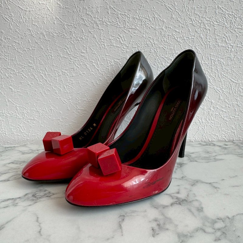 ‼️原價破萬 LV 紅黑色方塊糖漸變高跟鞋-0