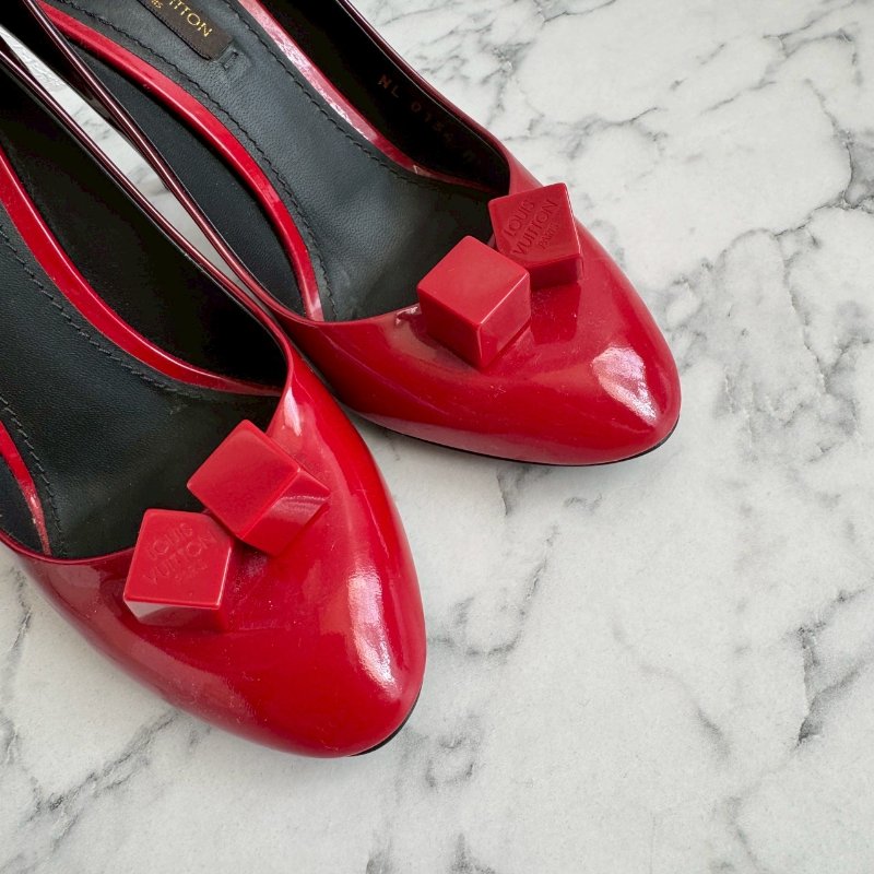 ‼️原價破萬 LV 紅黑色方塊糖漸變高跟鞋-4