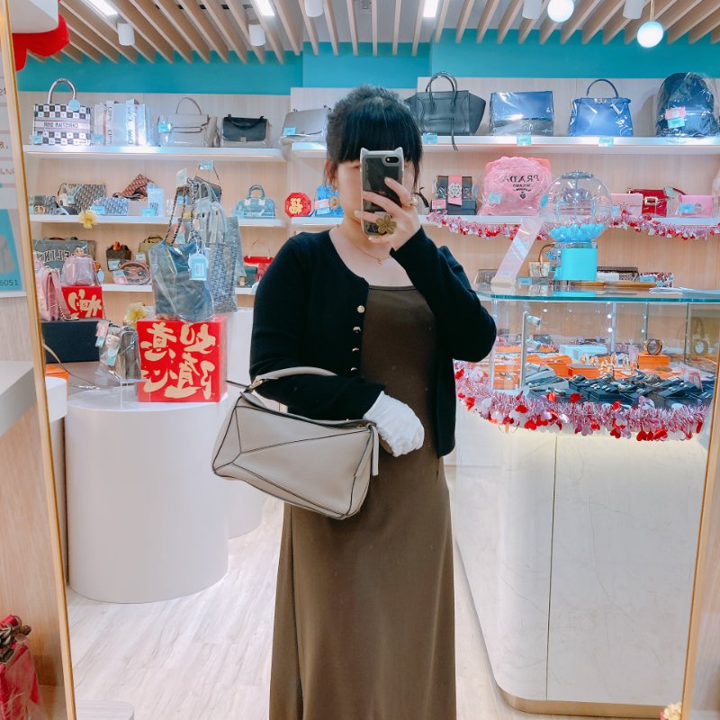 MS0544 Loewe 羅意威 小號 大地色系金扣 手提斜背包 Puzzle Small Grained Calfskin Sand x GHW-18