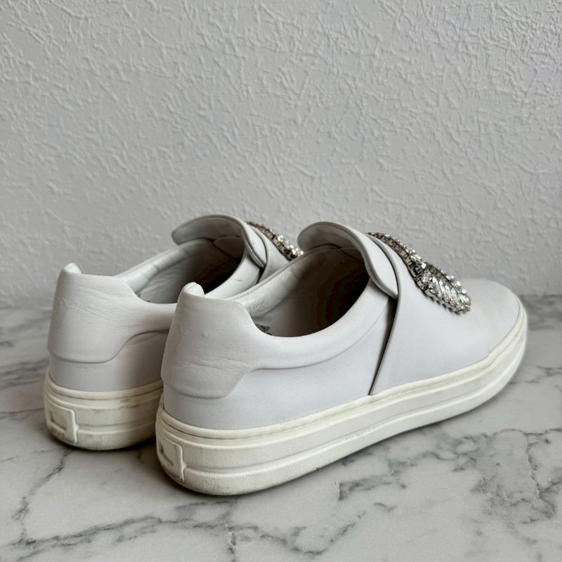 ✨貴婦都愛 RV 白色厚底水鑽方扣樂福鞋-1