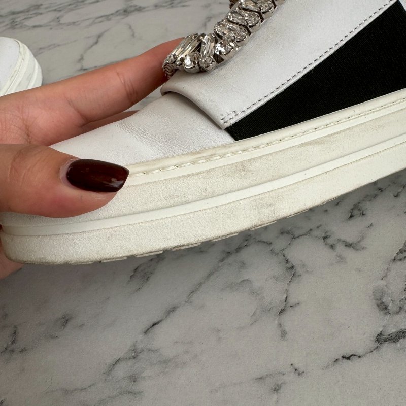 ✨貴婦都愛 RV 白色厚底水鑽方扣樂福鞋-6