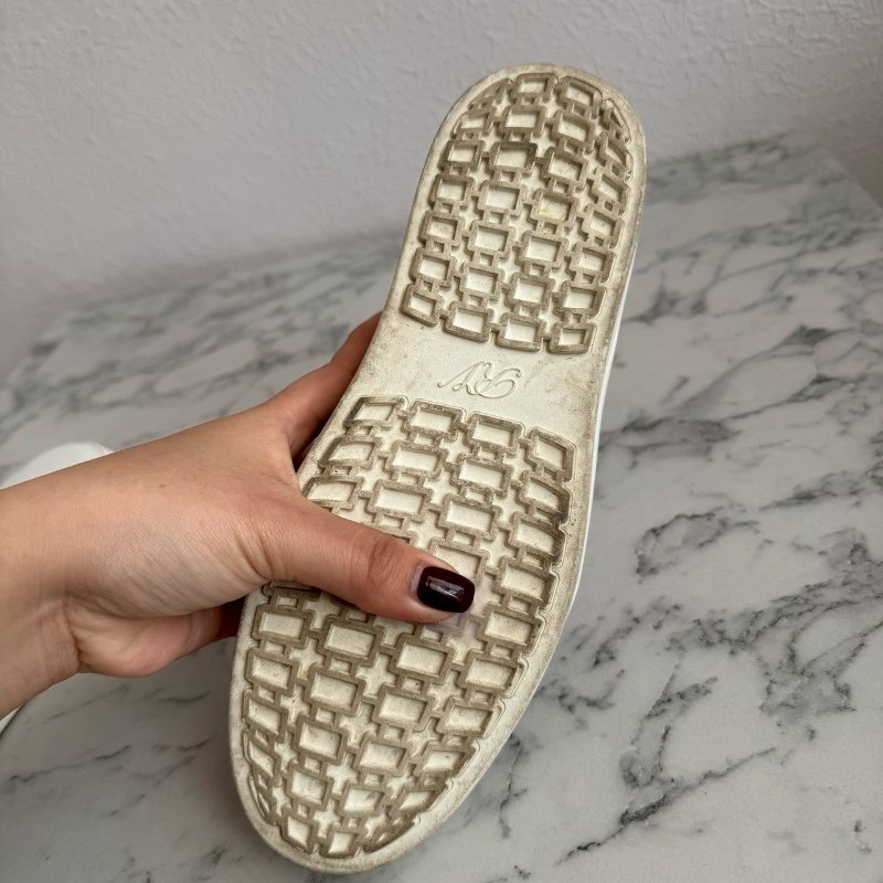 ✨貴婦都愛 RV 白色厚底水鑽方扣樂福鞋-7