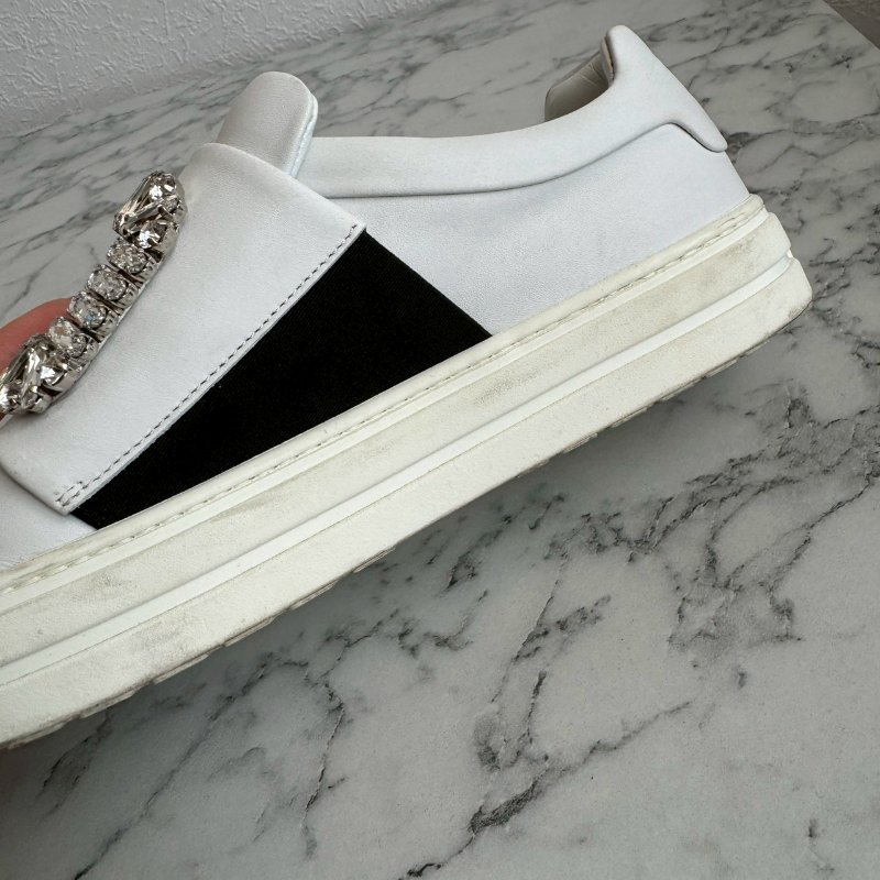 ✨貴婦都愛 RV 白色厚底水鑽方扣樂福鞋-11