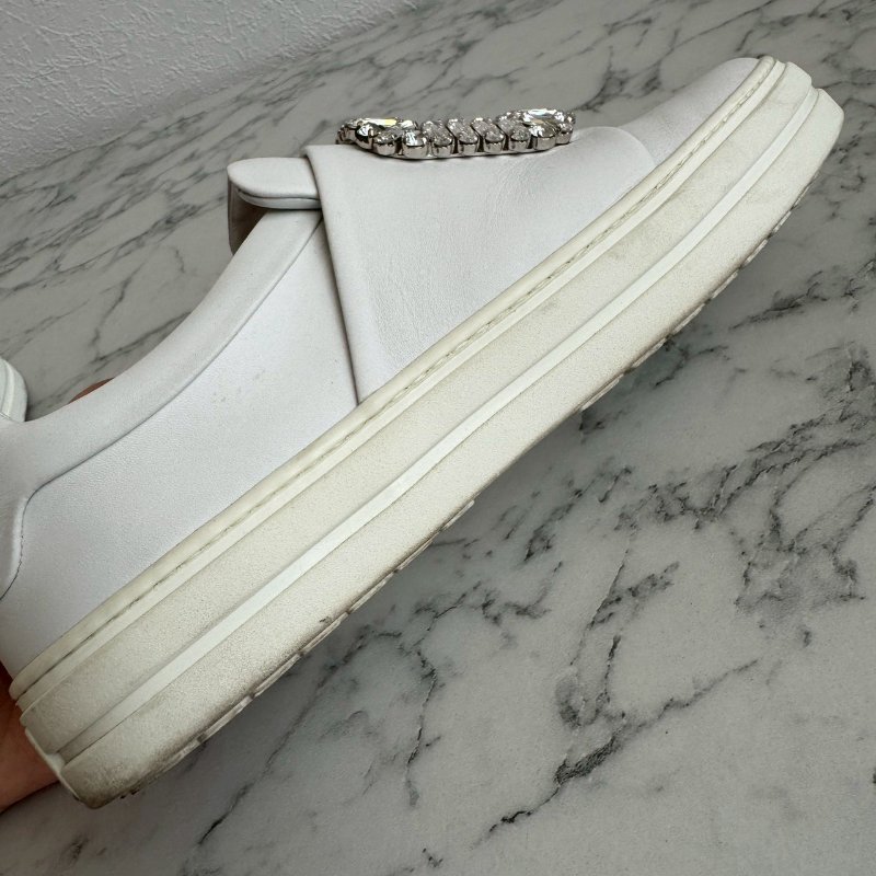 ✨貴婦都愛 RV 白色厚底水鑽方扣樂福鞋-13