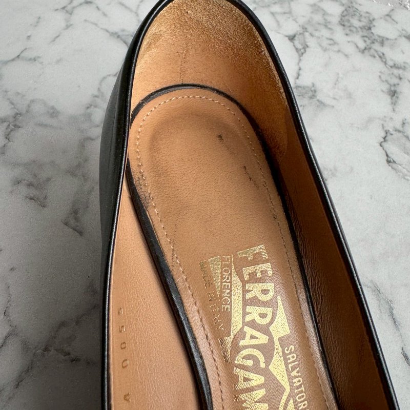 ✨櫃姐上班款 FERRAGAMO黑色厚底超穩高跟鞋-4